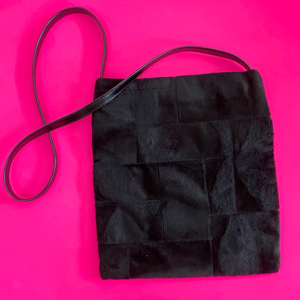 black patchwork velvet purse